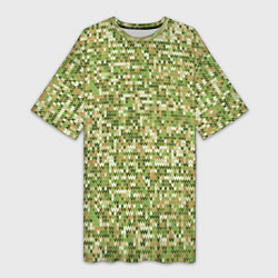 Женская длинная футболка В зеленых тонах вязаный трикотажный однотонный узо