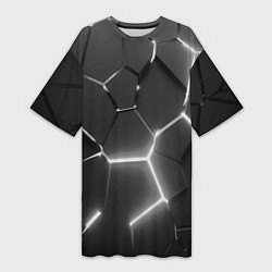 Женская длинная футболка Чёрные плиты разломы броня