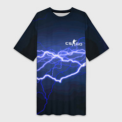 Футболка женская длинная Counter Strike - lightning, цвет: 3D-принт
