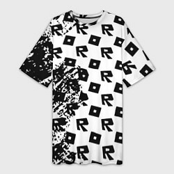 Женская длинная футболка Roblox pattern game black