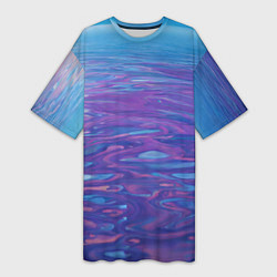 Футболка женская длинная Абстрактная вода живописная, цвет: 3D-принт