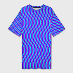 Женская длинная футболка Неоновые волнистые полосы