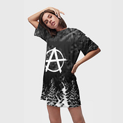 Футболка женская длинная Anarchy winter gray, цвет: 3D-принт — фото 2