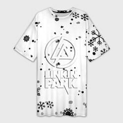 Футболка женская длинная Linkin park текстура зима рок, цвет: 3D-принт