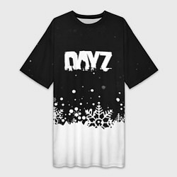 Женская длинная футболка Dayz снежинки