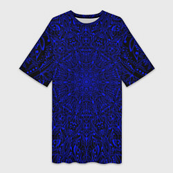 Женская длинная футболка Мандала чёрно-синий
