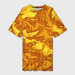 Женская длинная футболка Абстракция жидкое золото