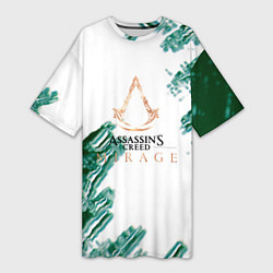 Женская длинная футболка Assasins creed mirage game pattern