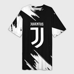 Футболка женская длинная Juventus краски текстура, цвет: 3D-принт