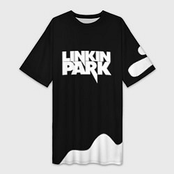 Футболка женская длинная Linkin park краска белая, цвет: 3D-принт