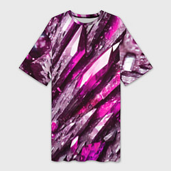 Женская длинная футболка Розовые драгоценные кристаллы