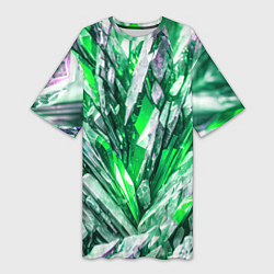 Женская длинная футболка Зелёные драгоценные кристаллы