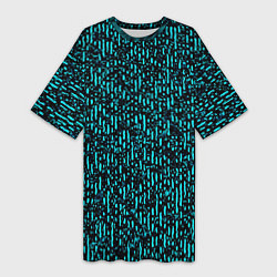Женская длинная футболка Чёрно-бирюзовый абстракция
