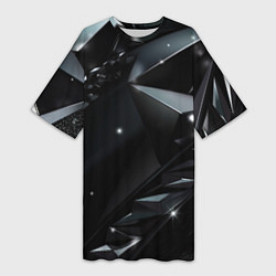 Женская длинная футболка Black luxury abstract