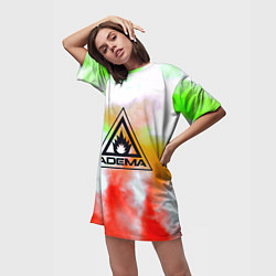 Футболка женская длинная Adema рок бенд текстура, цвет: 3D-принт — фото 2