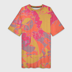 Женская длинная футболка Цветной яркий камуфляж