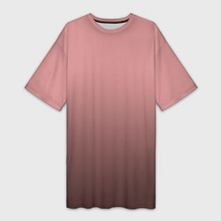 Футболка женская длинная Пыльно-розовый градиент, цвет: 3D-принт