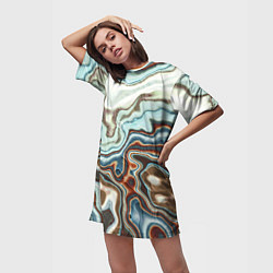 Футболка женская длинная Мраморная текстура, цвет: 3D-принт — фото 2