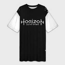 Футболка женская длинная Horizon zero dawn краски белые, цвет: 3D-принт