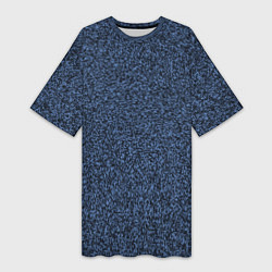Женская длинная футболка Тёмный синий паттерн мелкая мозаика