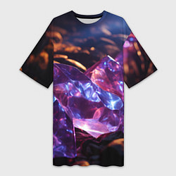 Женская длинная футболка Фиолетовые комические камни
