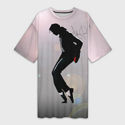 Футболка женская длинная Майкл Джексон под прожекторами - с автографом, цвет: 3D-принт