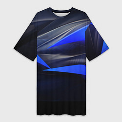 Женская длинная футболка Black and blue abstract background sport style