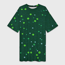 Женская длинная футболка Прикольный горошек зелёный