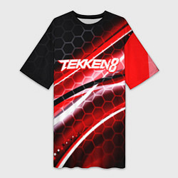 Футболка женская длинная Tekken 8 огненное лого файтинг, цвет: 3D-принт
