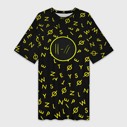 Футболка женская длинная Twenty one pilots pattern rock yellow, цвет: 3D-принт