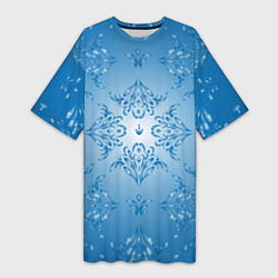 Женская длинная футболка Векторные узоры на голубом фоне