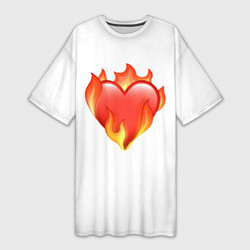 Футболка женская длинная Сердце в огне эмодзи, цвет: 3D-принт