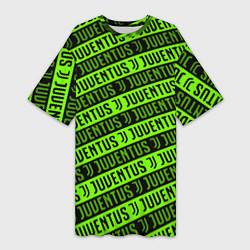Футболка женская длинная Juventus green pattern sport, цвет: 3D-принт