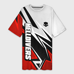 Женская длинная футболка Helldivers 2 - white and red