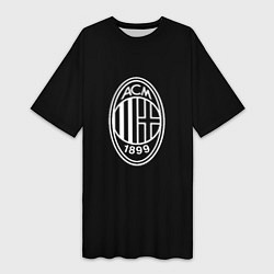 Футболка женская длинная Milan fc белое лого, цвет: 3D-принт
