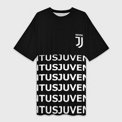 Женская длинная футболка Juventus pattern fc club steel