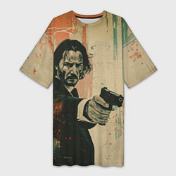 Женская длинная футболка Джон Уик с пистолетом
