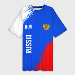Женская длинная футболка Триколор и герб России