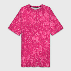 Женская длинная футболка Яркий розовый абстракция