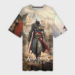 Женская длинная футболка Assassins creed старый город