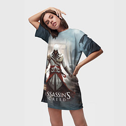 Футболка женская длинная Assassins creed poster game, цвет: 3D-принт — фото 2