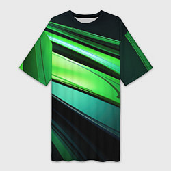 Женская длинная футболка Абстрактные геометрические плавные линии минимализ