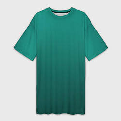 Женская длинная футболка Градиент нефритовый зелёный