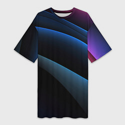 Женская длинная футболка Синий стильный абстрактный геометрический стиль на