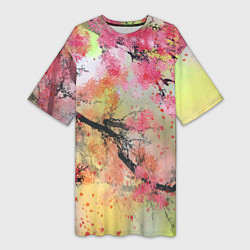 Женская длинная футболка Japan sakura