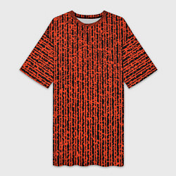 Женская длинная футболка Полосатый чёрно-оранжевый