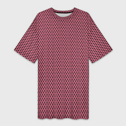 Женская длинная футболка Розовый имитация сетки паттерн