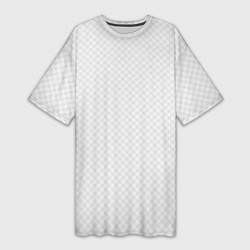 Женская длинная футболка Очень светлый серый мелкая шахматка