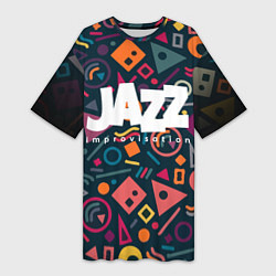 Футболка женская длинная Jazz improvisation, цвет: 3D-принт