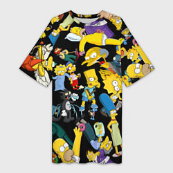 Женская длинная футболка Персонажи Симпсонов